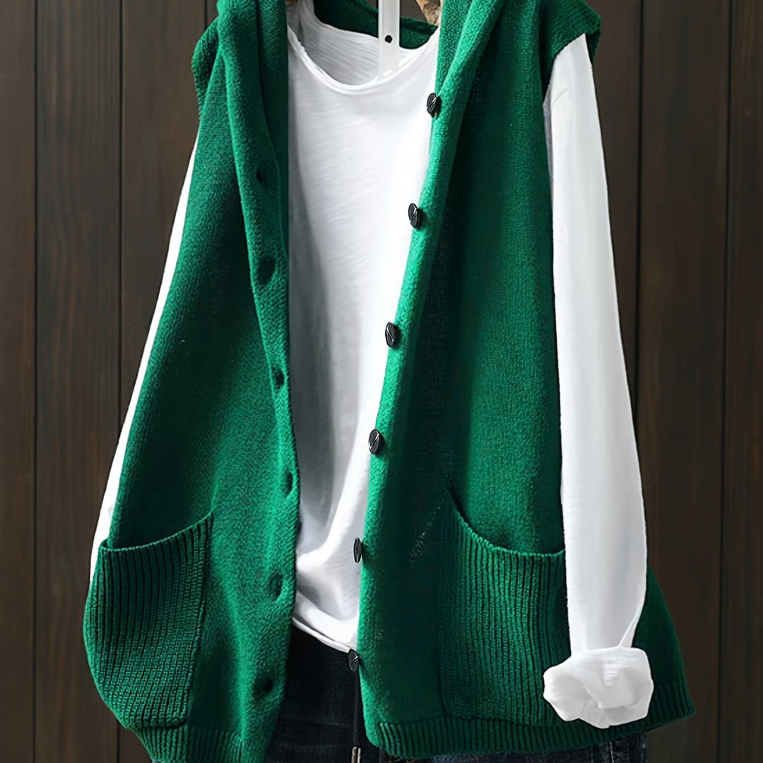 Medina – Retro-Style Cardigan mit Kapuze, Knopfleiste & Taschen