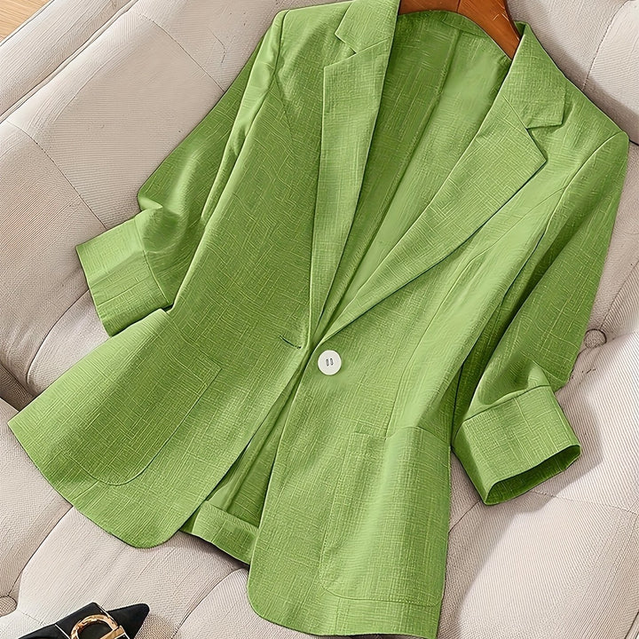 Letisha – Damen Leichter Beiger Blazer mit Reverskragen