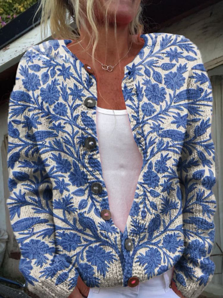 Irma™ | Strickjacke mit Blumenmotiv