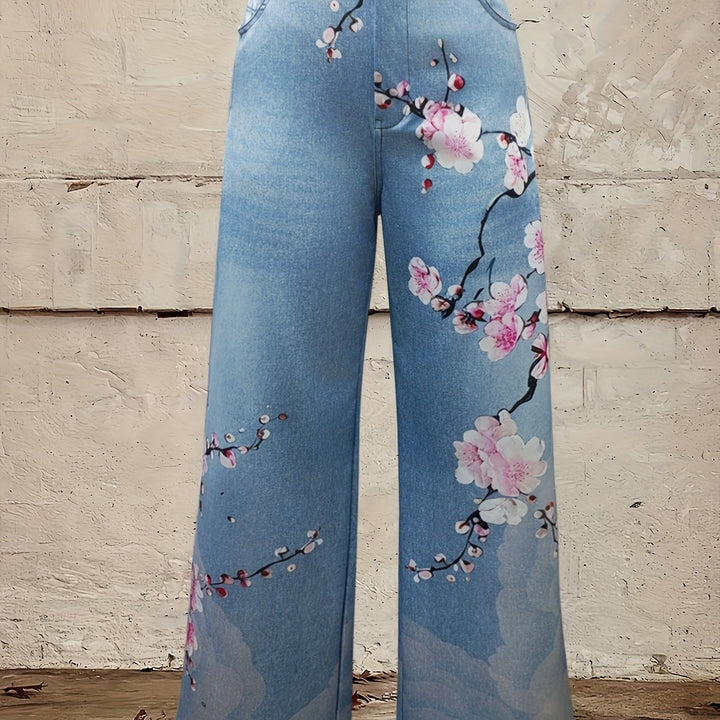 Anki – Weite Jeans mit Vintage-Blumendruck für Damen