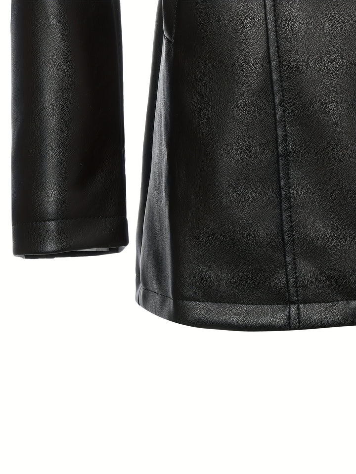 Atara – Eleganter PU-Veganer Ledermantel mit Revers & A-Linien-Schnitt