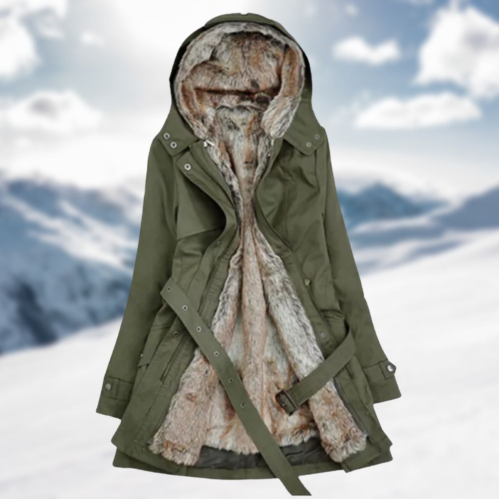 Valeria | Eleganter Parka mit Kapuze und Gürtel