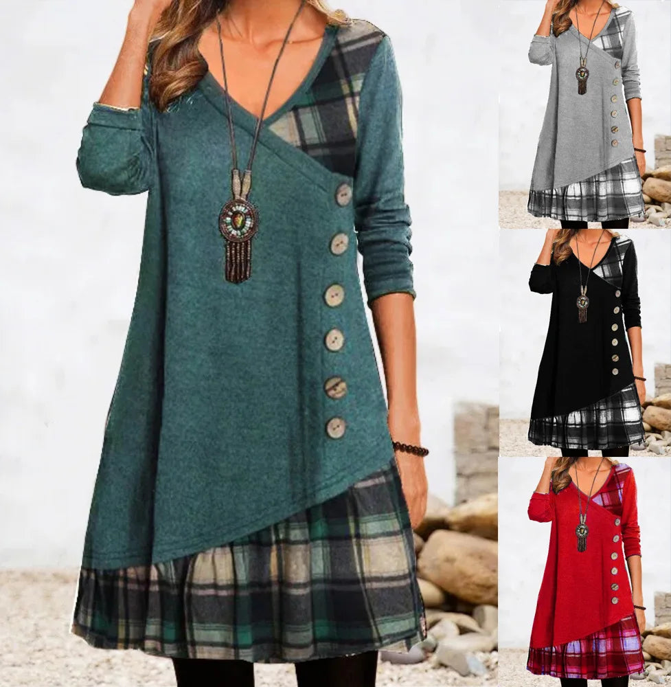 Louise | Vintage-Kleid mit Knopfleiste und langen Ärmeln