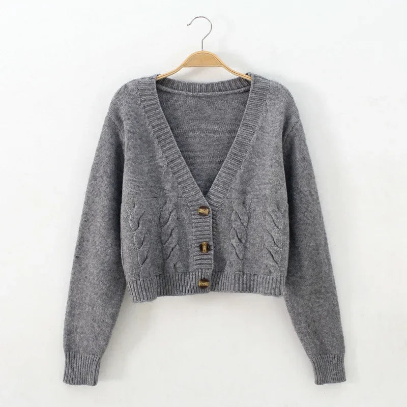 Lune – Kurzgeschnittener V-Ausschnitt Strick-Cardigan