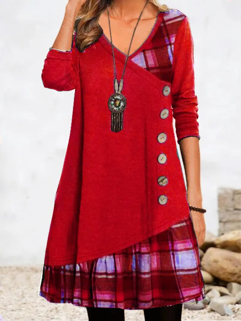 Louise | Vintage-Kleid mit Knopfleiste und langen Ärmeln