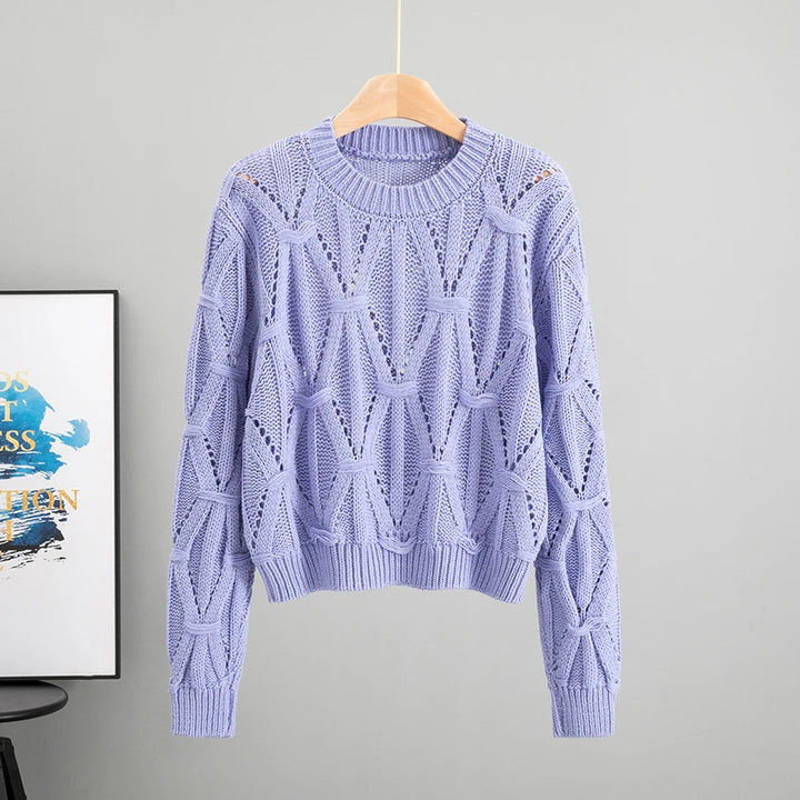 Chantal – O‑Hals Gebröschtete Long‑Sleeve Strick-Top
