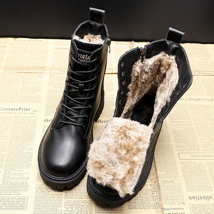Andrea | Schwarze Winterstiefel aus veganem Leder
