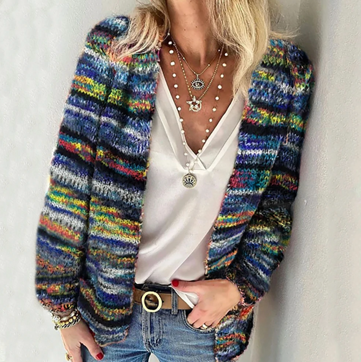 Catherine | Gemütliche mehrfarbige Strickjacke aus Baumwolle