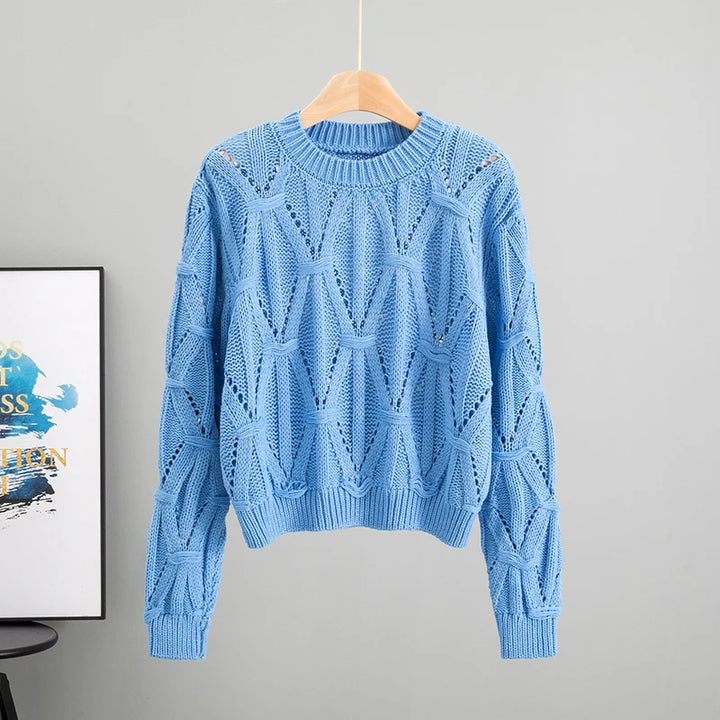 Chantal – O‑Hals Gebröschtete Long‑Sleeve Strick-Top