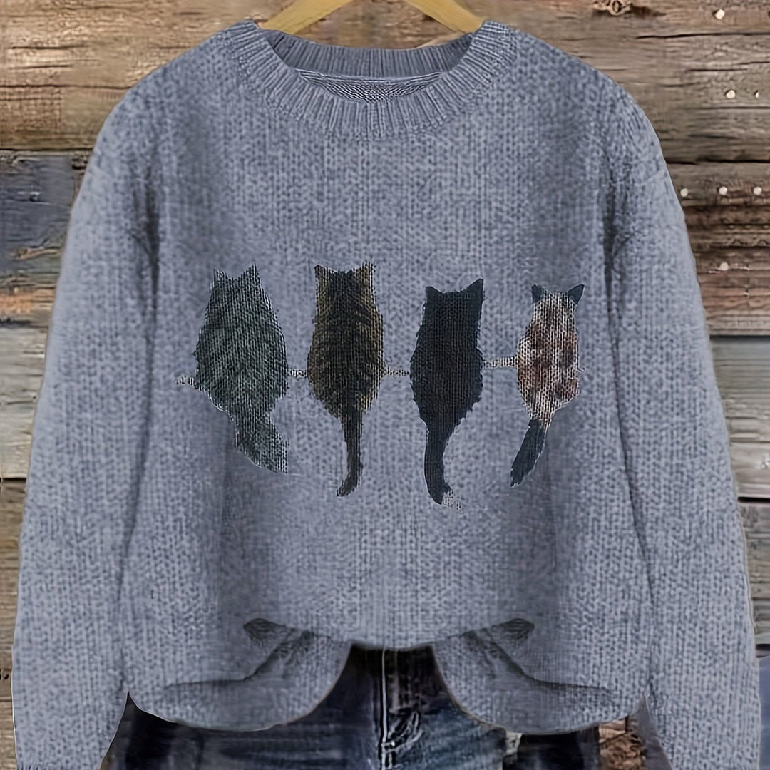 Ginny – Damen Pullover mit Katzen-Print