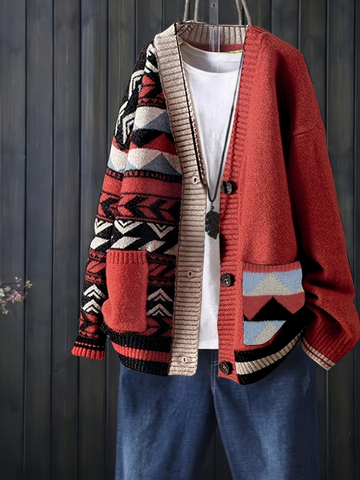 Viola – Stylischer V-Ausschnitt-Cardigan mit Muster