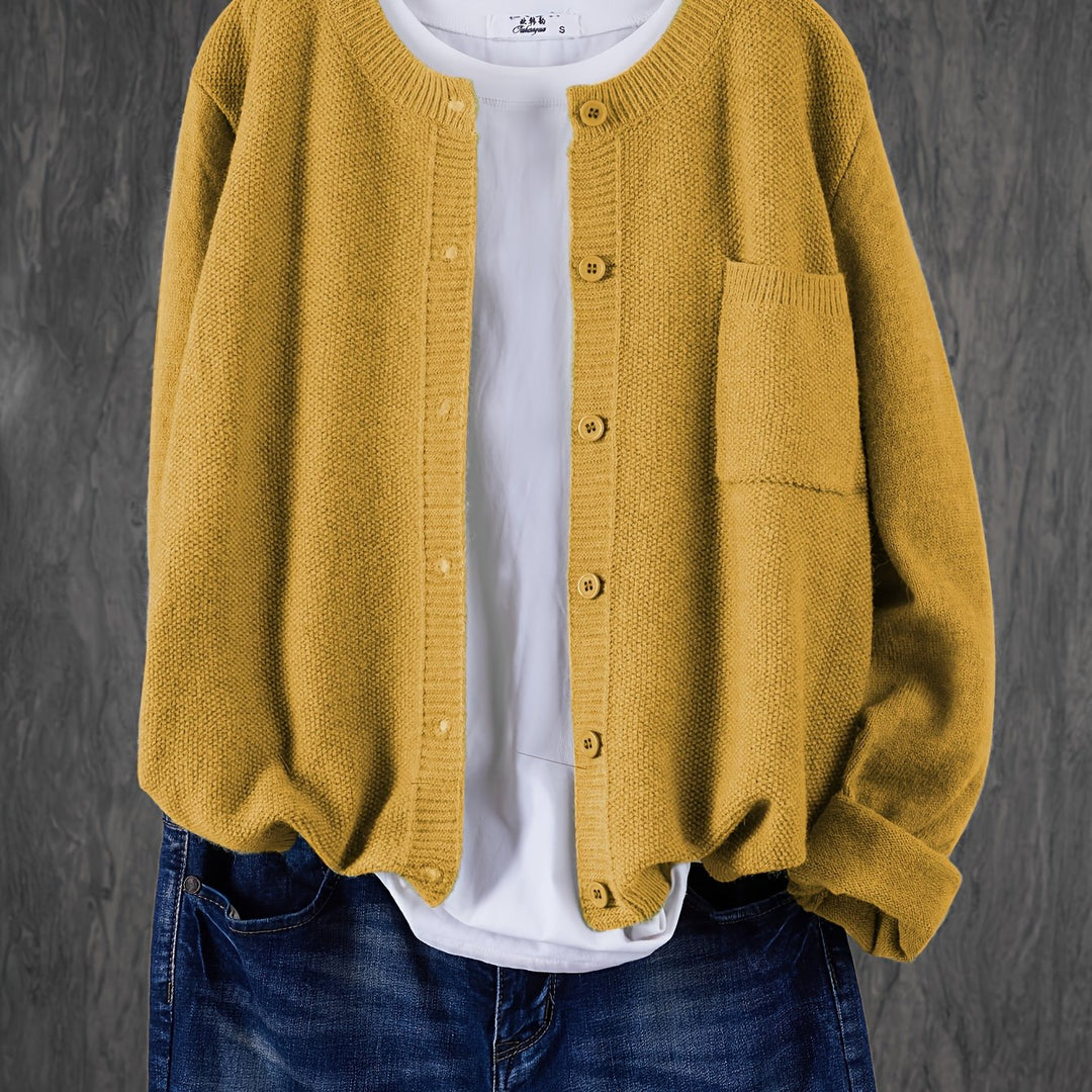 Anja – Lockerer Cardigan mit Knopfleiste & Taschen