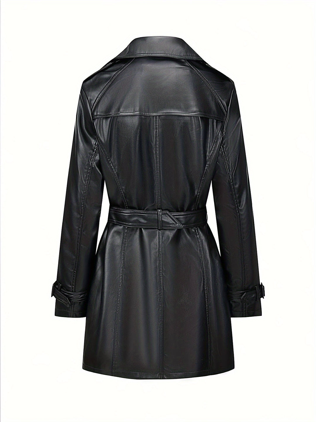 Faye – Eleganter Damen-Veganer Leder-Trenchcoat mit Gürtel