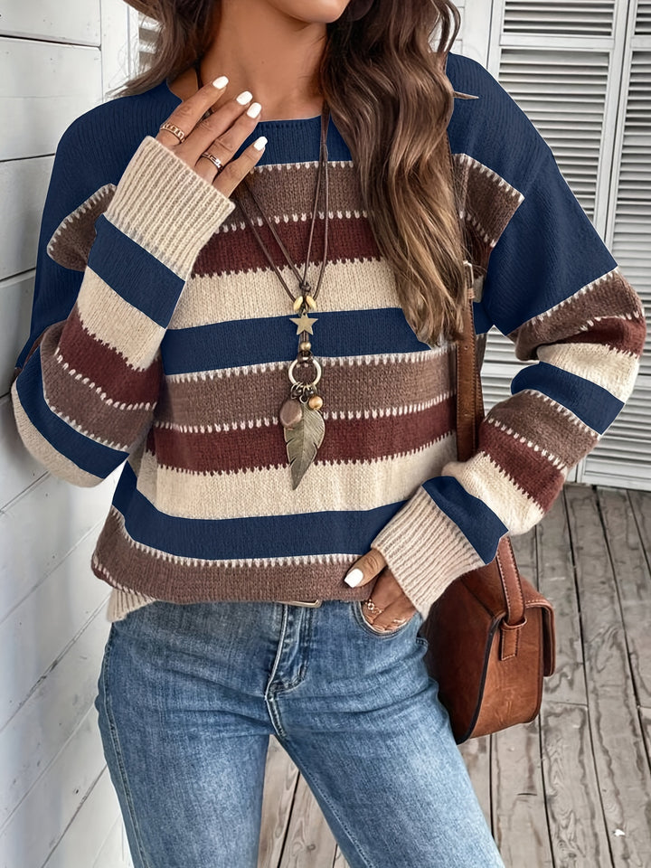 Luana | Farbblock Crew-Sweater mit Rundhalsausschnitt für Herbst & Winter
