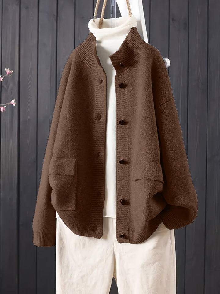 Arina – Damen Strickcardigan mit Knopfleiste und langen Ärmeln