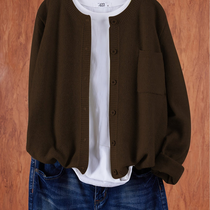 Anja – Lockerer Cardigan mit Knopfleiste & Taschen