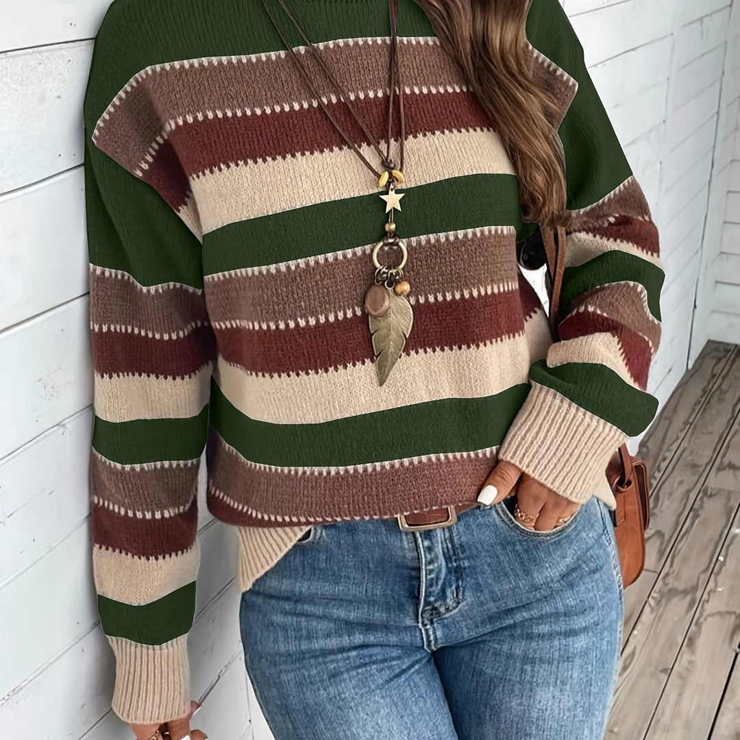 Luana | Farbblock Crew-Sweater mit Rundhalsausschnitt für Herbst & Winter