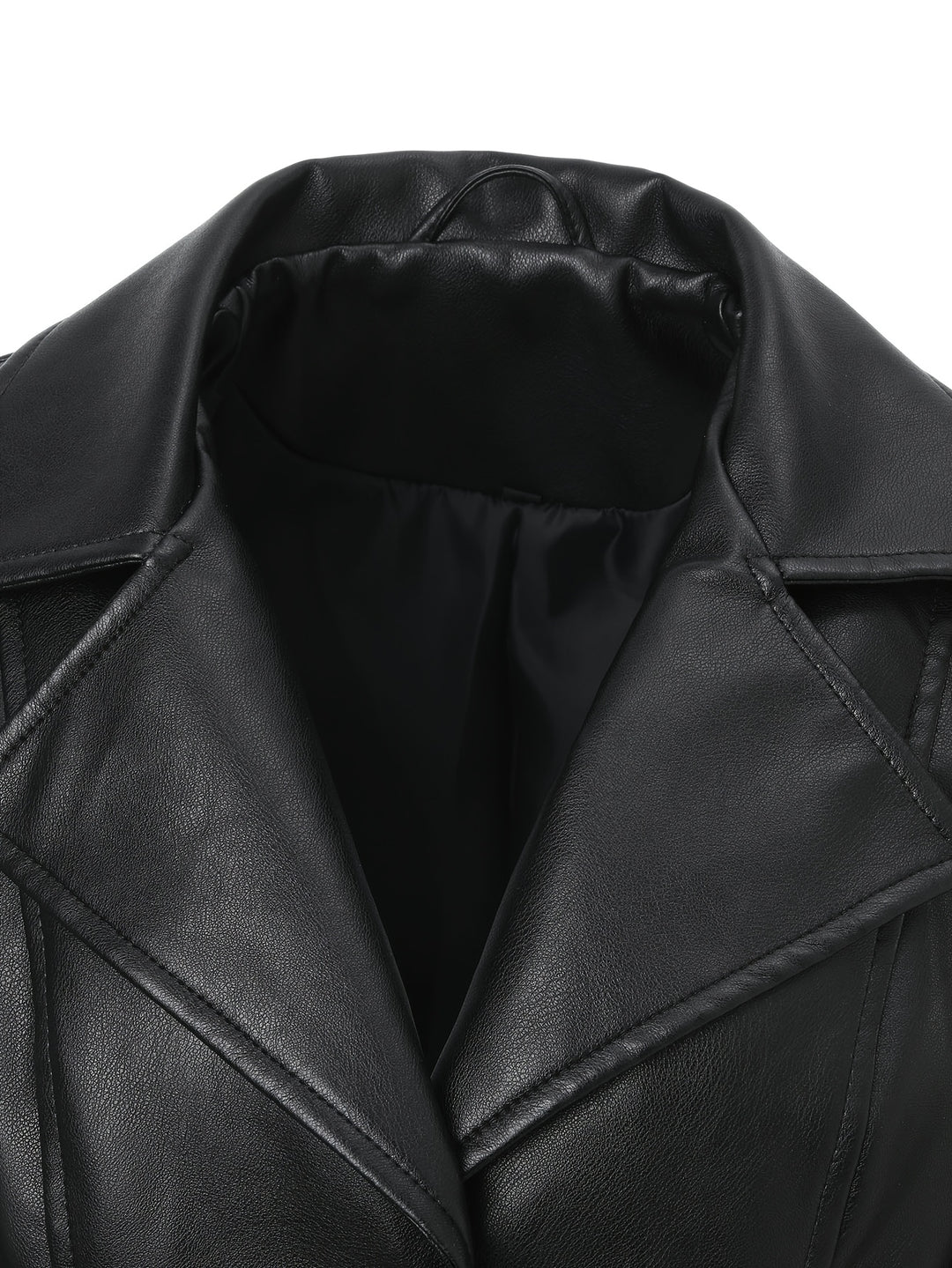 Atara – Eleganter PU-Veganer Ledermantel mit Revers & A-Linien-Schnitt