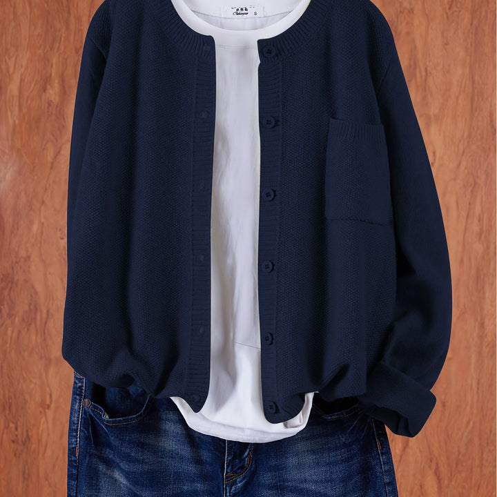 Anja – Lockerer Cardigan mit Knopfleiste & Taschen