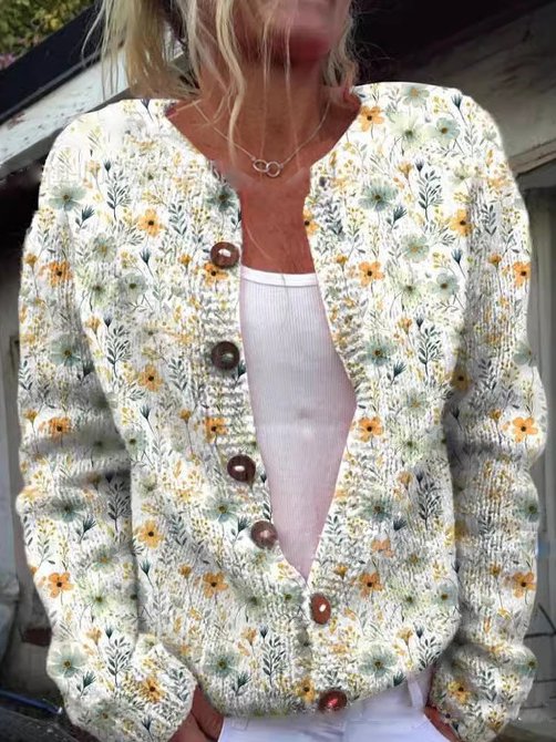 Irma™ | Strickjacke mit Blumenmotiv