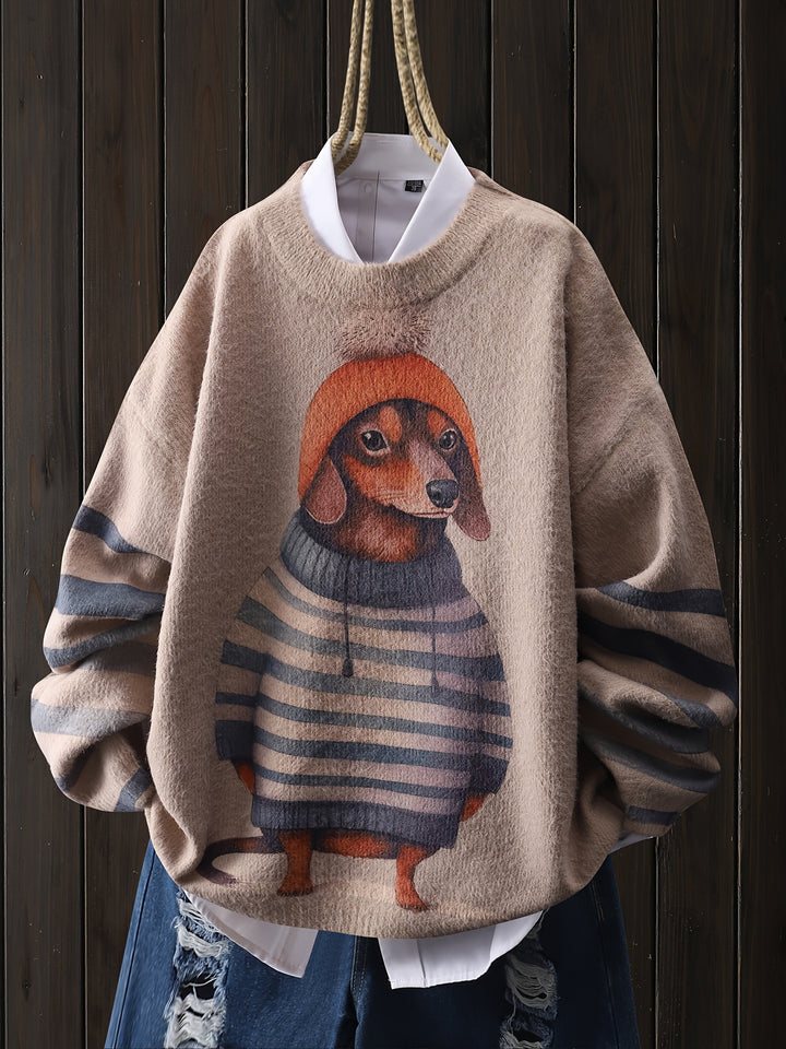Fern – Valentinstag Pullover mit Cartoon-Hund für Damen
