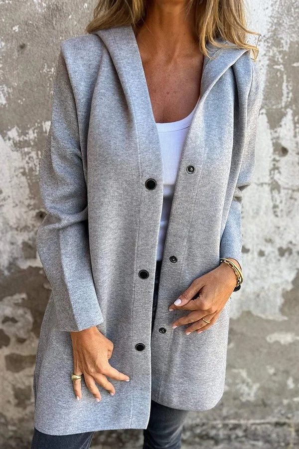 Elena | Lässige Kapuzenjacke mit Knopfleiste & langen Ärmeln