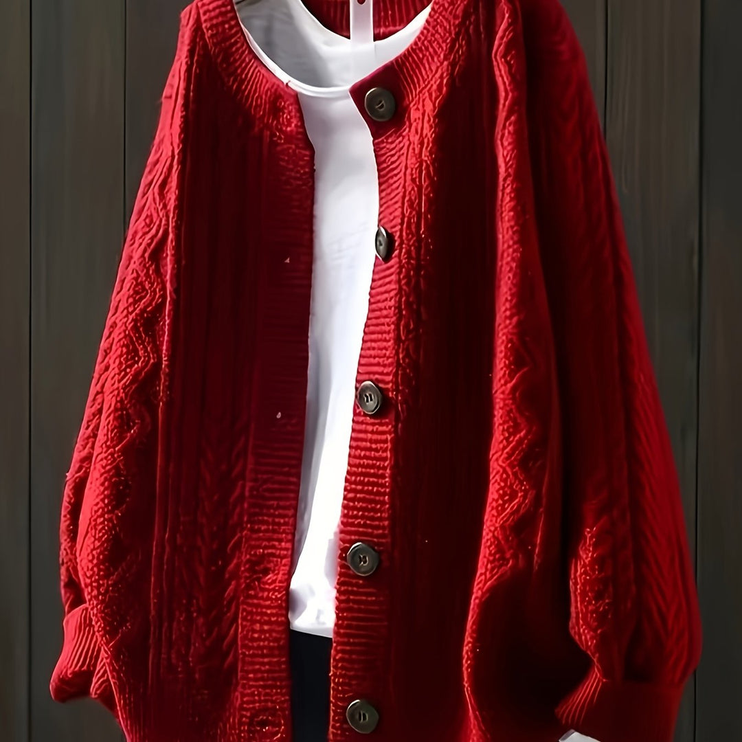 Soraya – Festlicher Roter Strick-Cardigan mit Offenem Schnitt