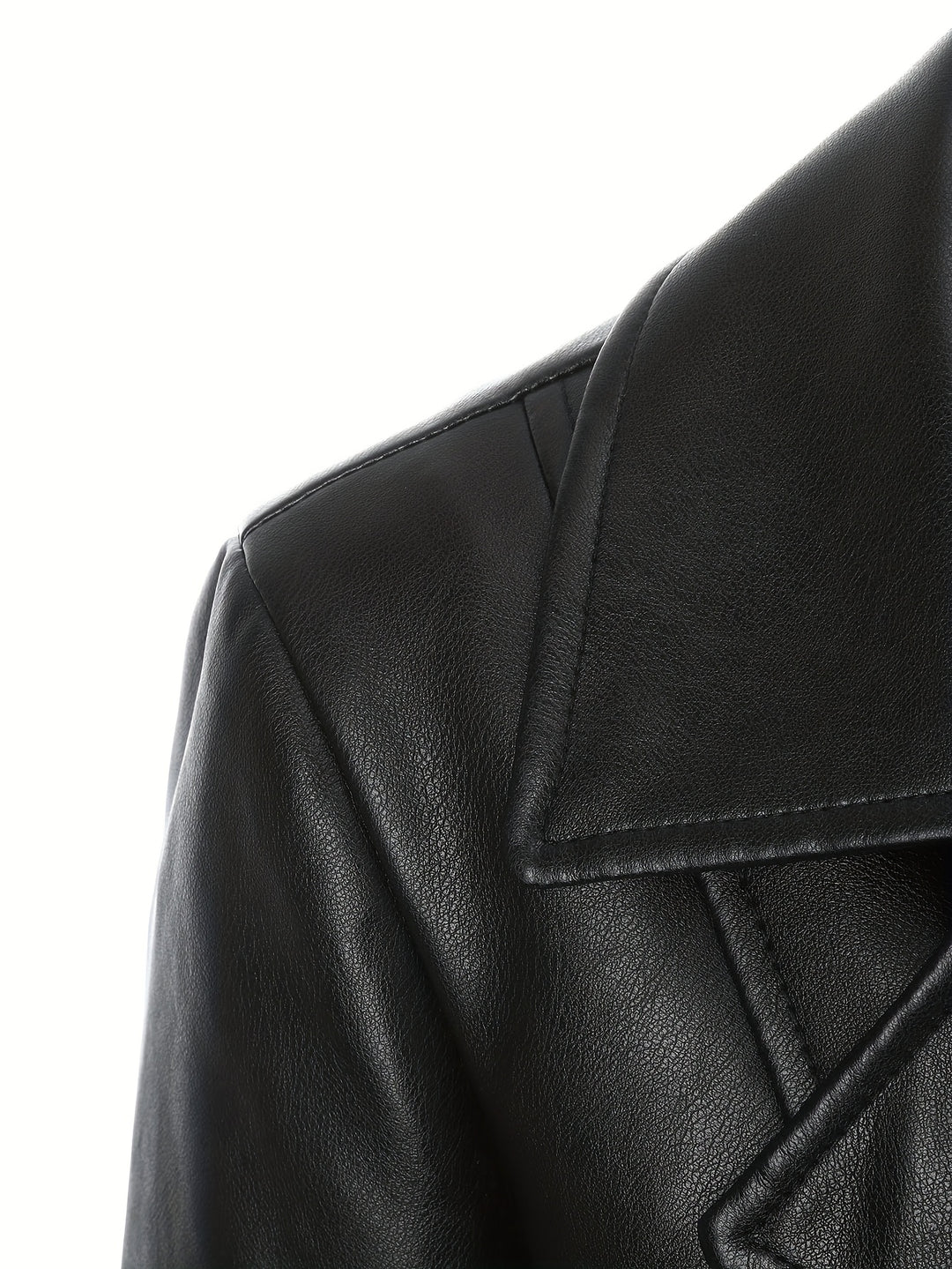 Atara – Eleganter PU-Veganer Ledermantel mit Revers & A-Linien-Schnitt