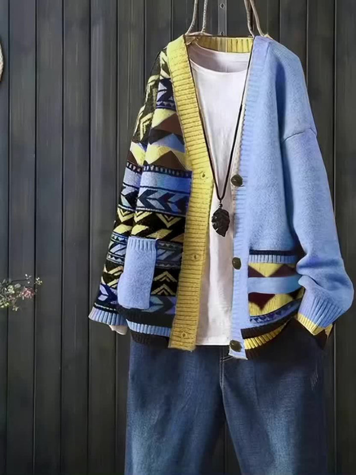 Viola – Stylischer V-Ausschnitt-Cardigan mit Muster