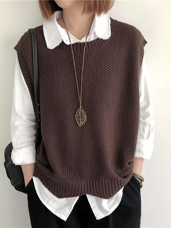 Leyla – Ärmellose Strickweste mit Rundhalsausschnitt