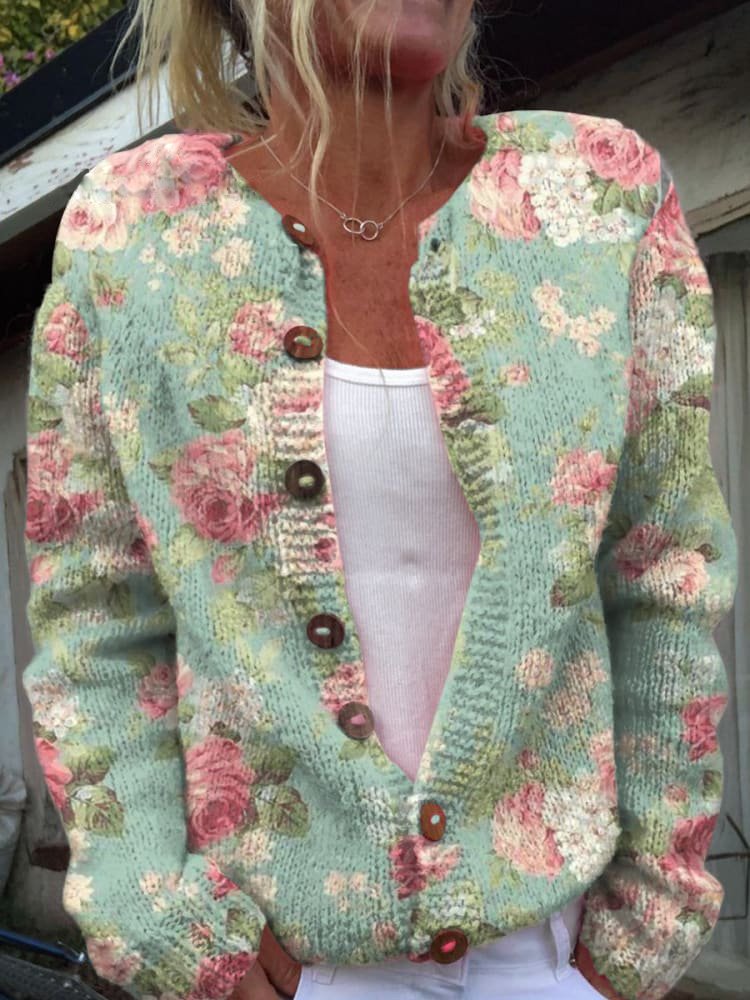 Irma™ | Strickjacke mit Blumenmotiv