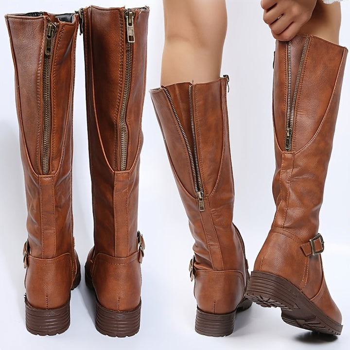 Kate – Lange Stiefel mit Schnalle und Reissverschluss (Ausverkauf 2024)