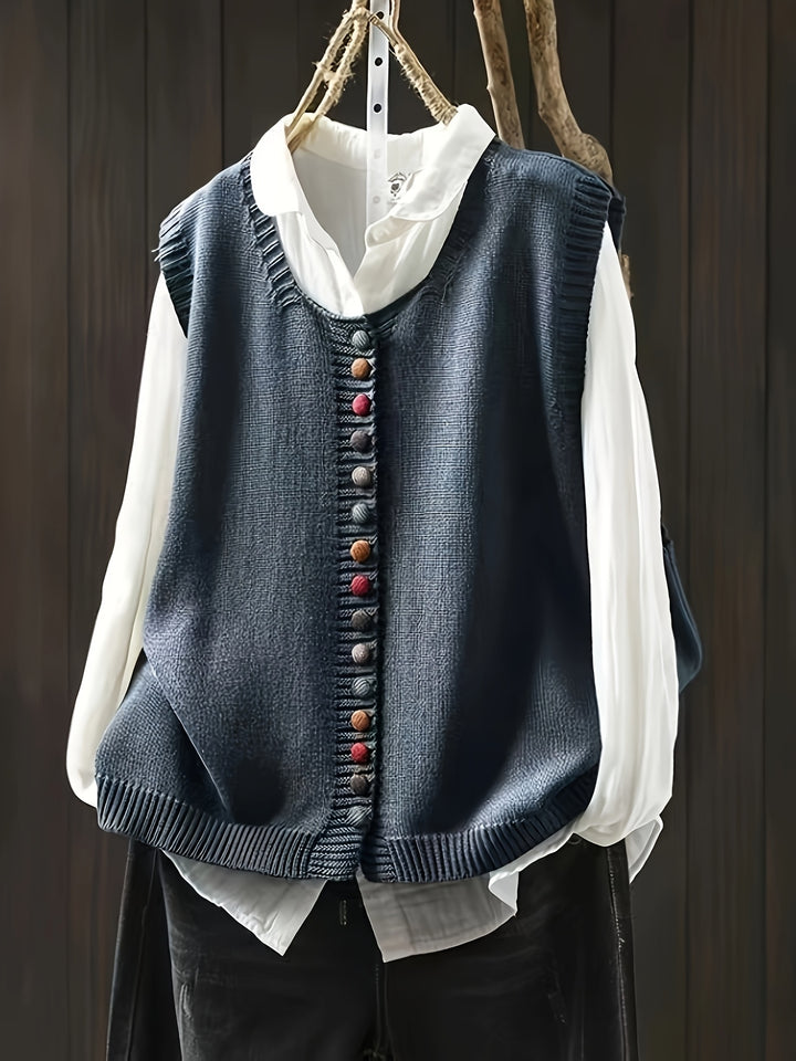 Gianna – Farbiger Knopf-Strickwesten-Style