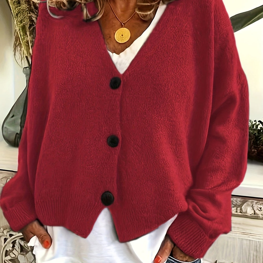 Sorel – Elegante Damen-V-Ausschnitt-Cardigan mit Knopfleiste