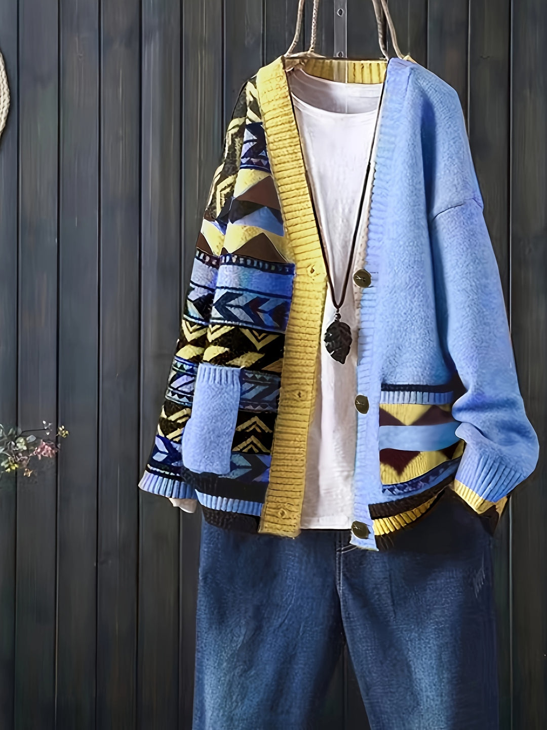 Viola – Stylischer V-Ausschnitt-Cardigan mit Muster