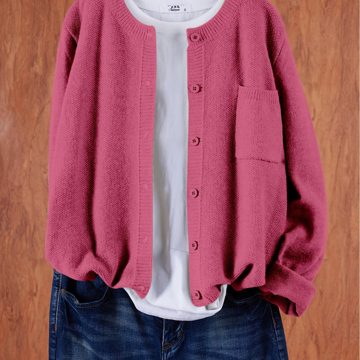 Anja – Lockerer Cardigan mit Knopfleiste & Taschen