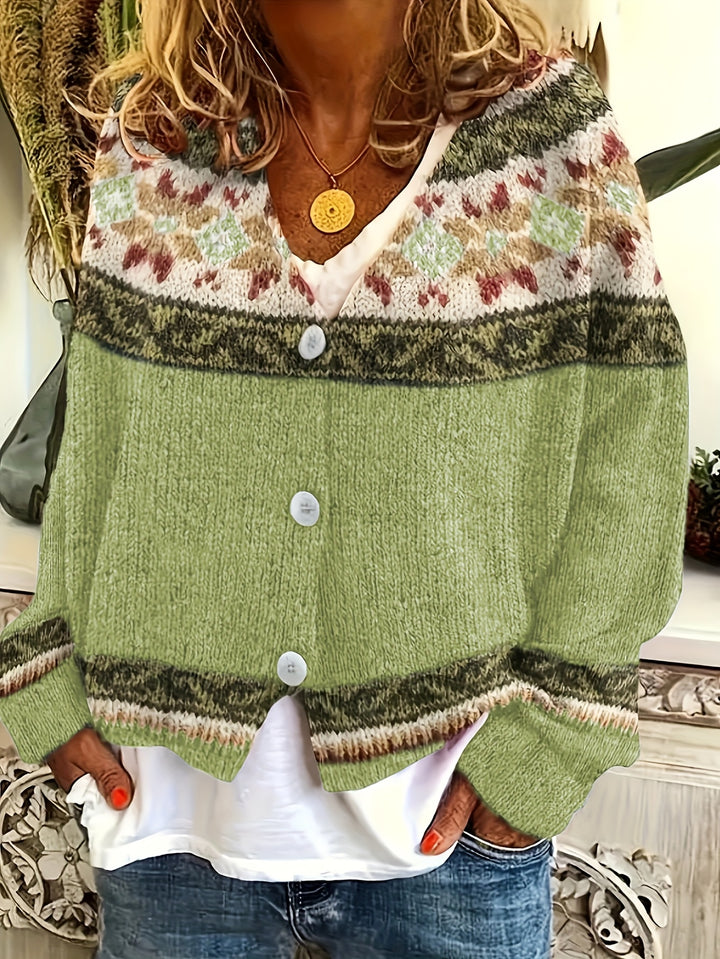 Liezel – Damen Color-Block-Cardigan mit gestreiftem Design