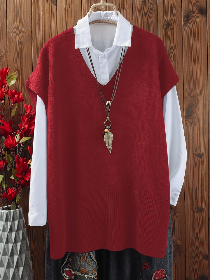 Eliana – Plus Size Top mit V-Ausschnitt & Schlitzsaum