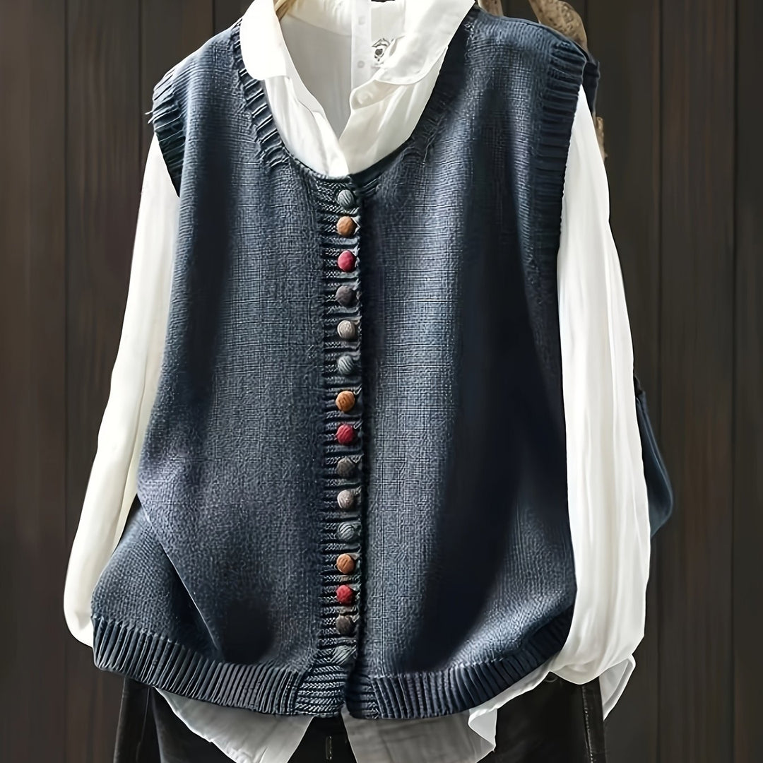 Gianna – Farbiger Knopf-Strickwesten-Style