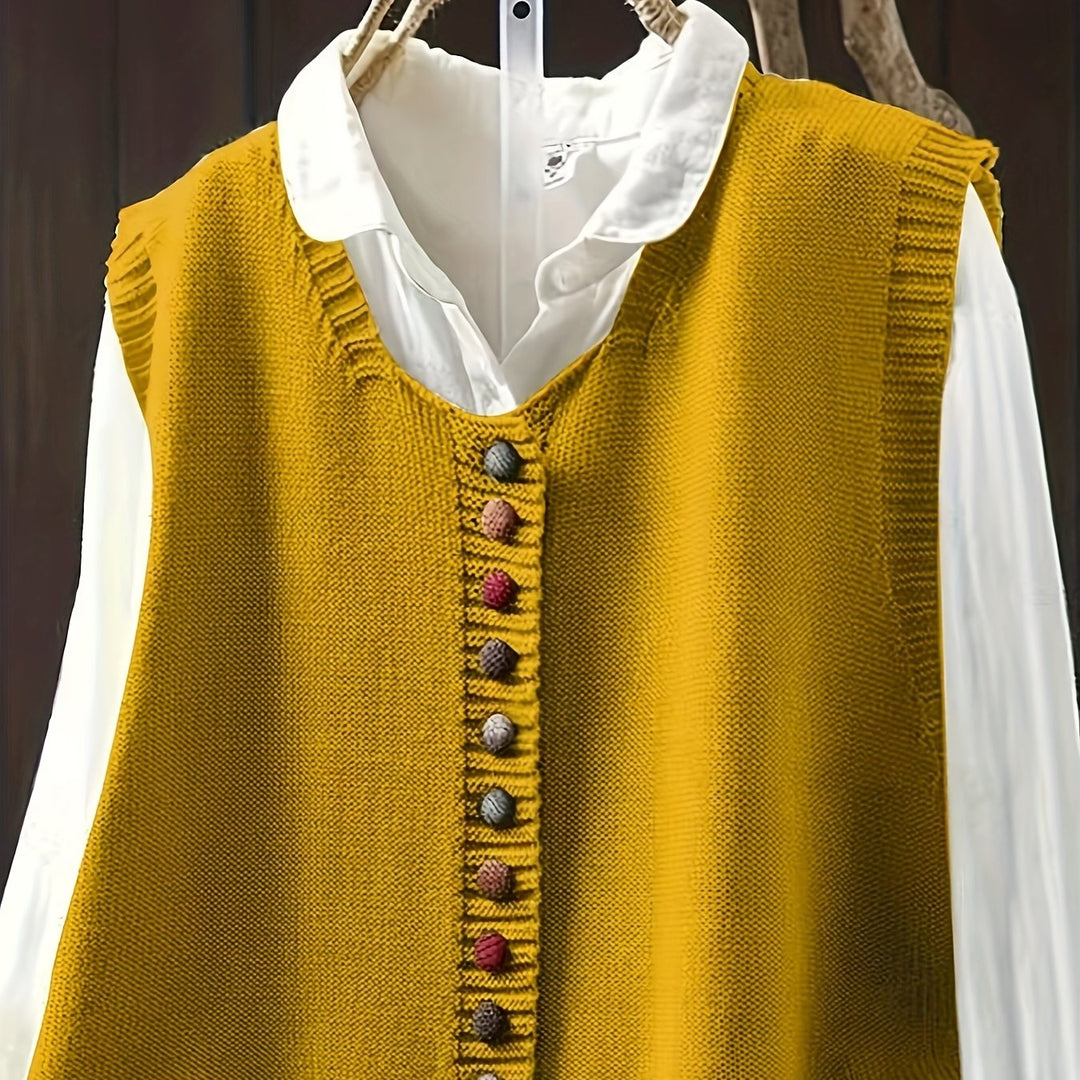 Gianna – Farbiger Knopf-Strickwesten-Style