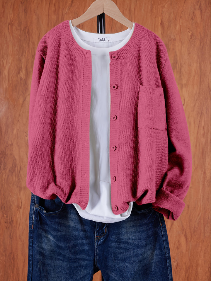 Anja – Lockerer Cardigan mit Knopfleiste & Taschen