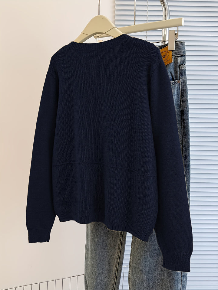 Samira – Damen Cardigan mit großen Knöpfen & Taschen in Beige