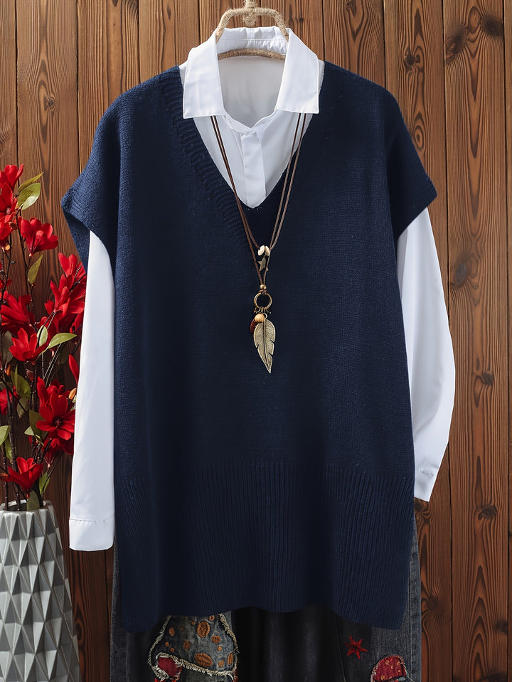 Eliana – Plus Size Top mit V-Ausschnitt & Schlitzsaum