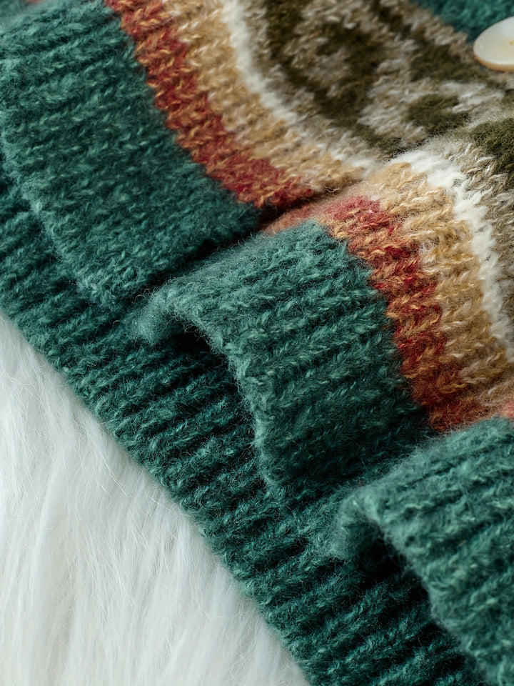 Liezel – Damen Color-Block-Cardigan mit gestreiftem Design