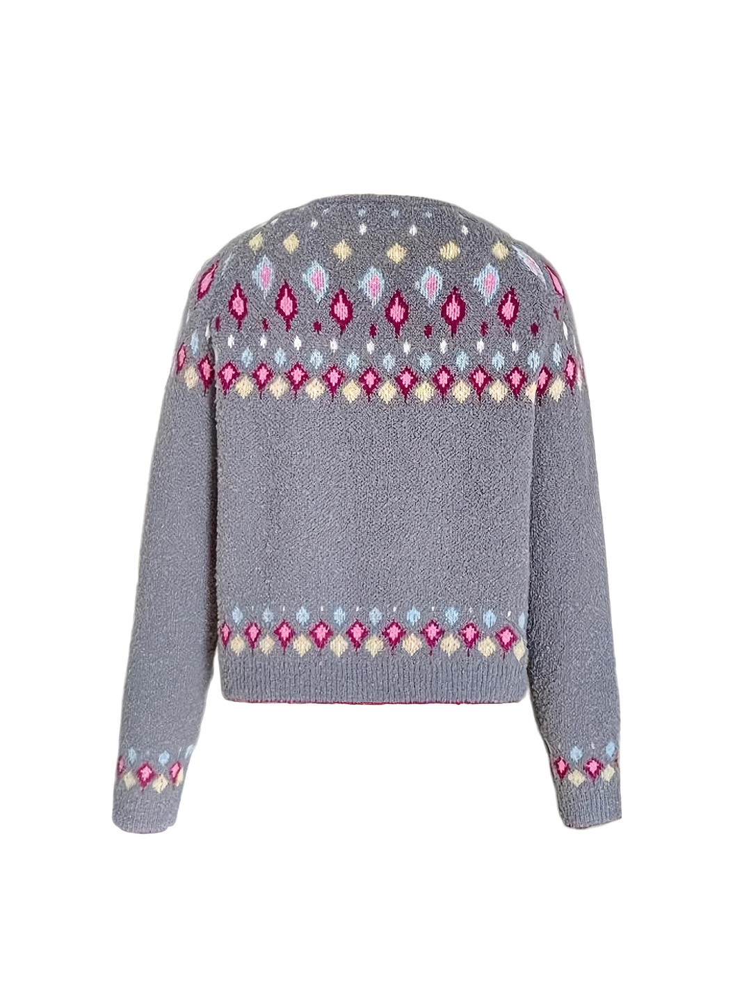 Geneva – Damen V-Ausschnitt-Cardigan mit geometrischem Fair-Isle-Muster