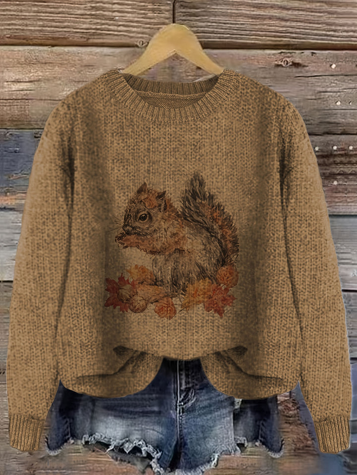 Gracen – Damen Pullover mit Eichhörnchen-Print