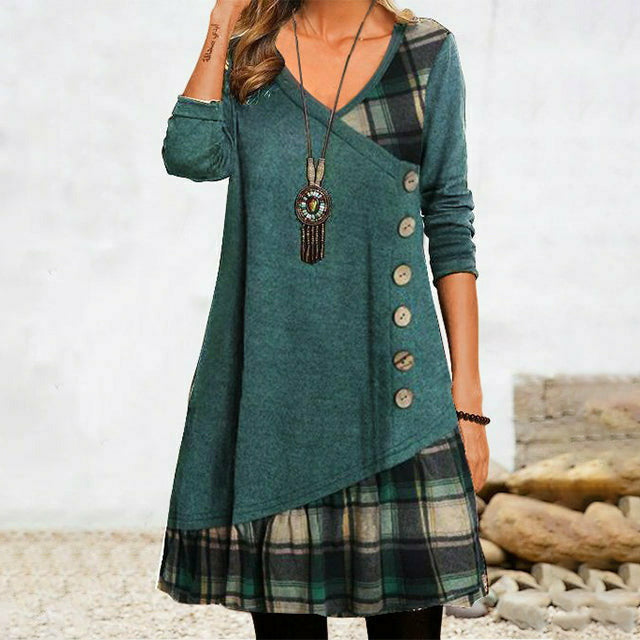 Louise | Vintage-Kleid mit Knopfleiste und langen Ärmeln