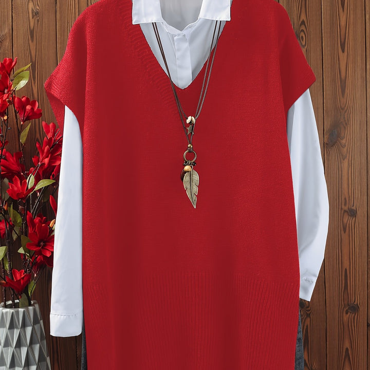 Eliana – Plus Size Top mit V-Ausschnitt & Schlitzsaum