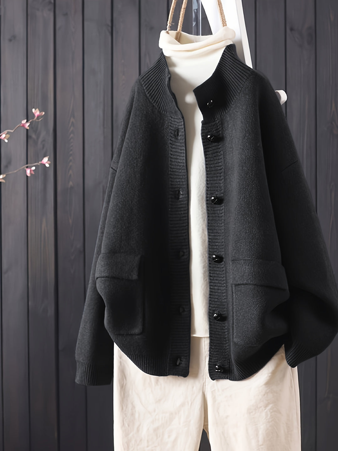 Arina – Damen Strickcardigan mit Knopfleiste und langen Ärmeln