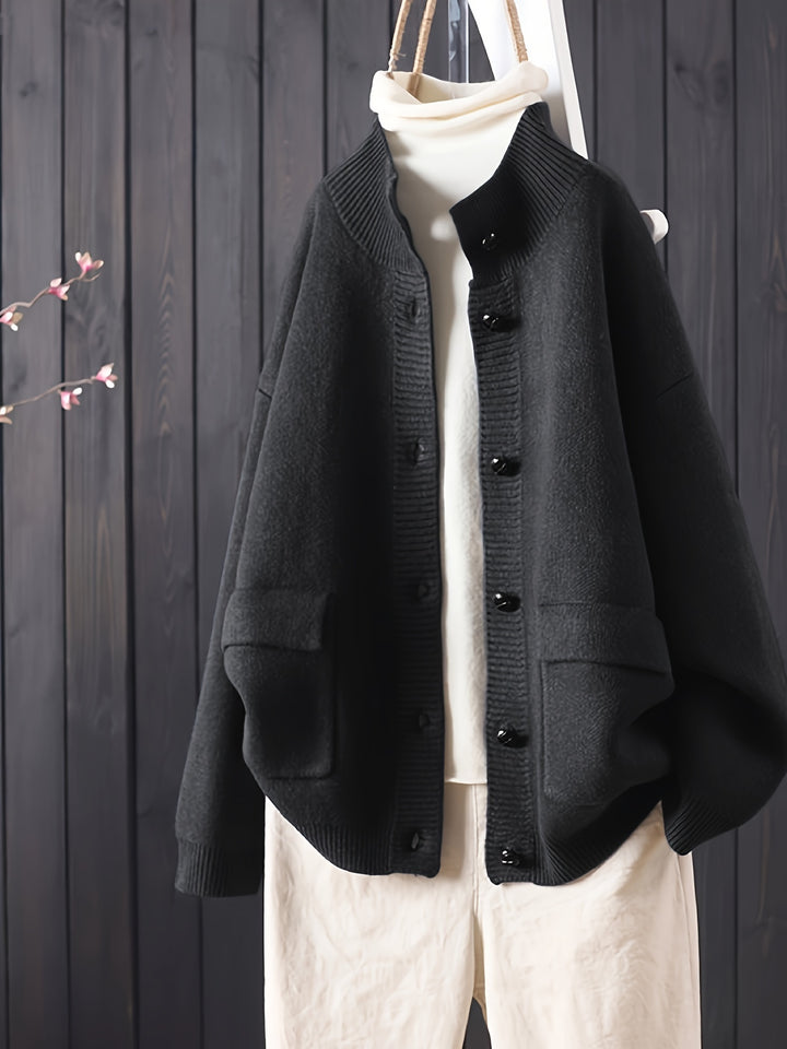 Arina – Damen Strickcardigan mit Knopfleiste und langen Ärmeln